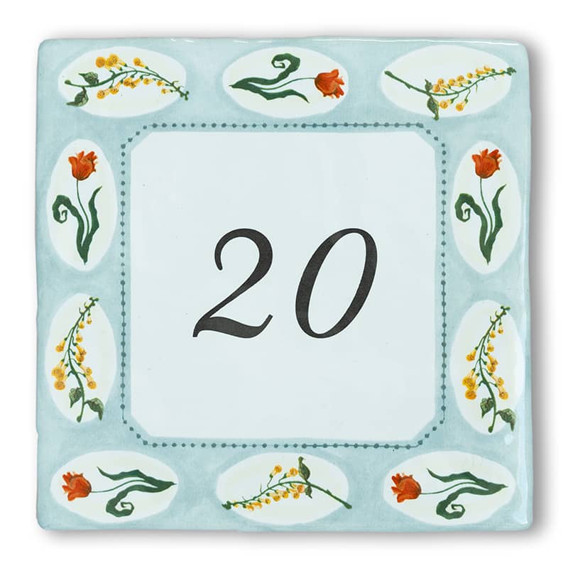 Storytiles Delft Blue Garden Flowers Hausnummer 10x10 cm Blumen