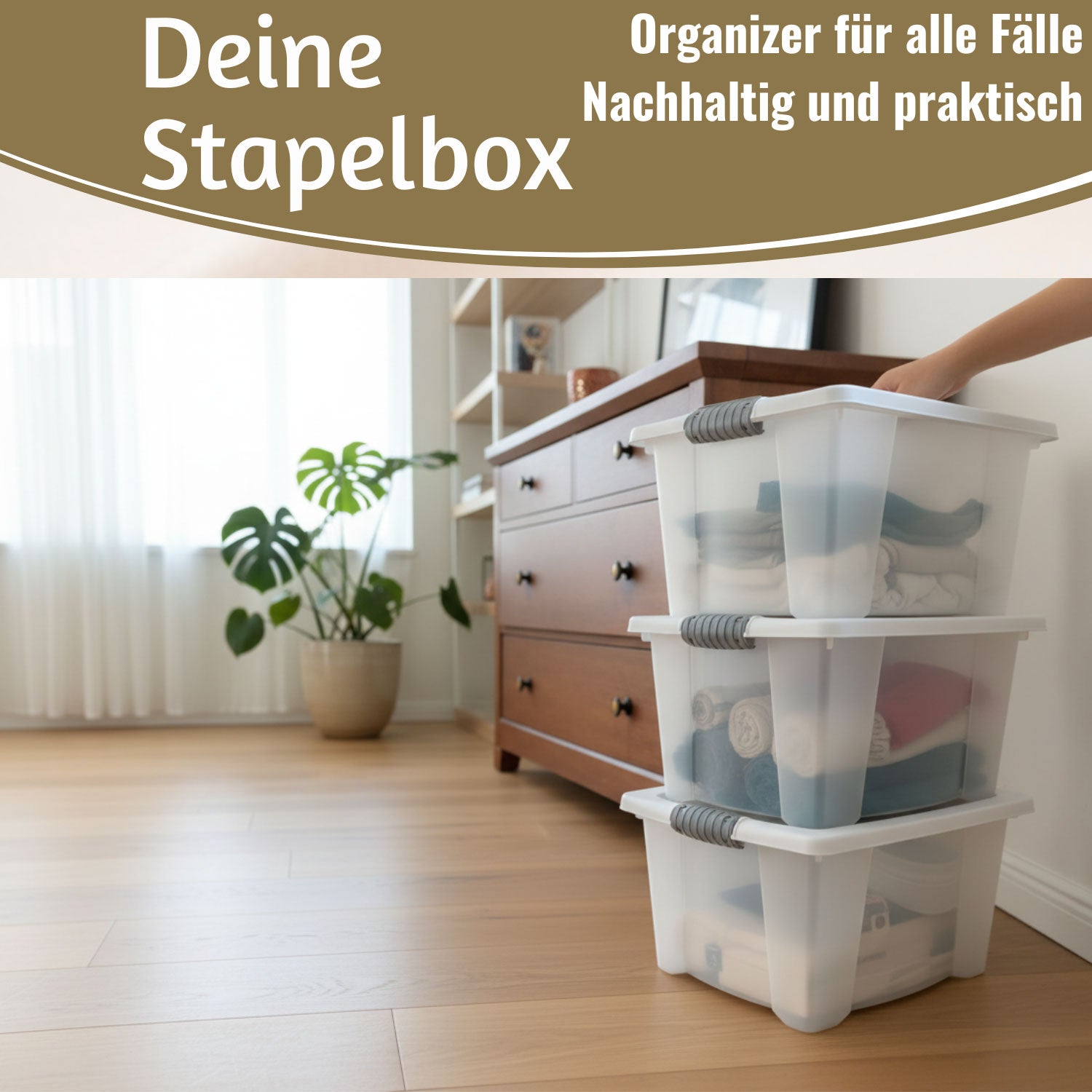 LS-LebenStil Möbel & Wohnen XL Stapelbox 40x28cm transparent 3er Set