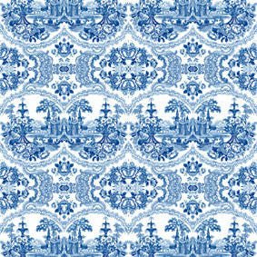 Mineheart Delft Baroque Tapete Blau A3 Muster Porzellan