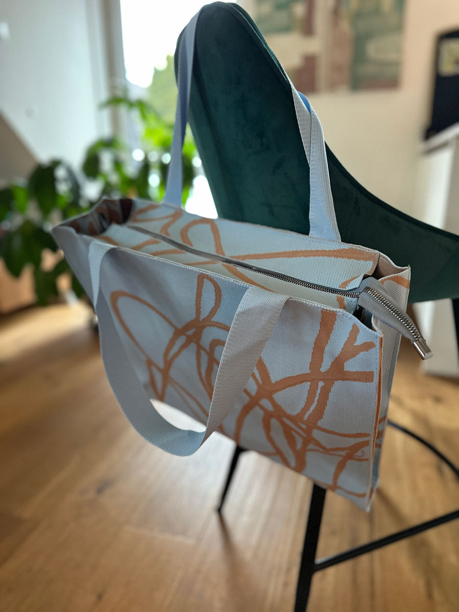 LS-LebenStil Vintage Shopper Palma Blau 35x45cm Reissverschluss