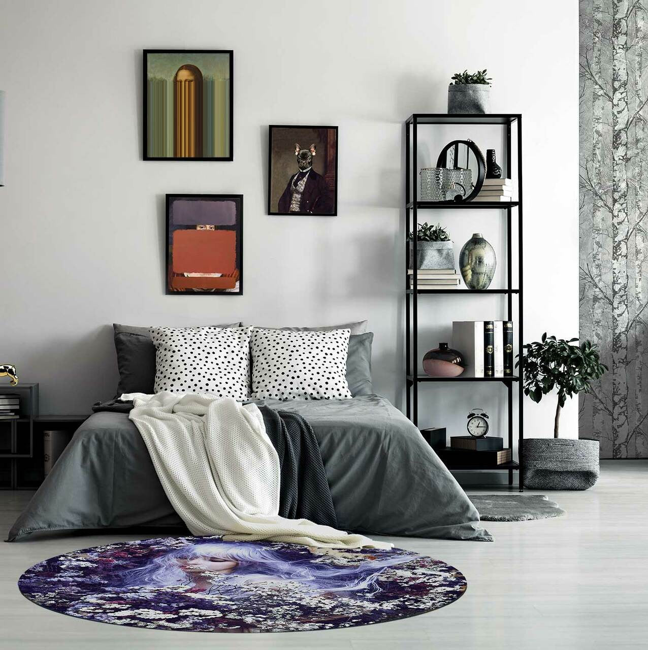 Mineheart Floral Fantasy Rug Teppich 150x150 rund lila