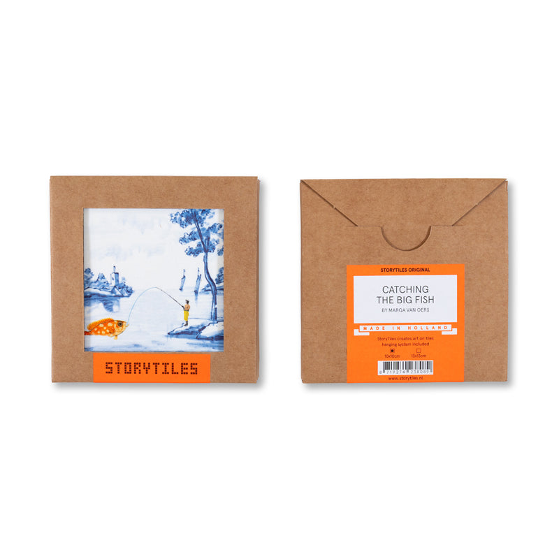 Storytiles Delft Blue Een grote vis vangen Wandfliese S