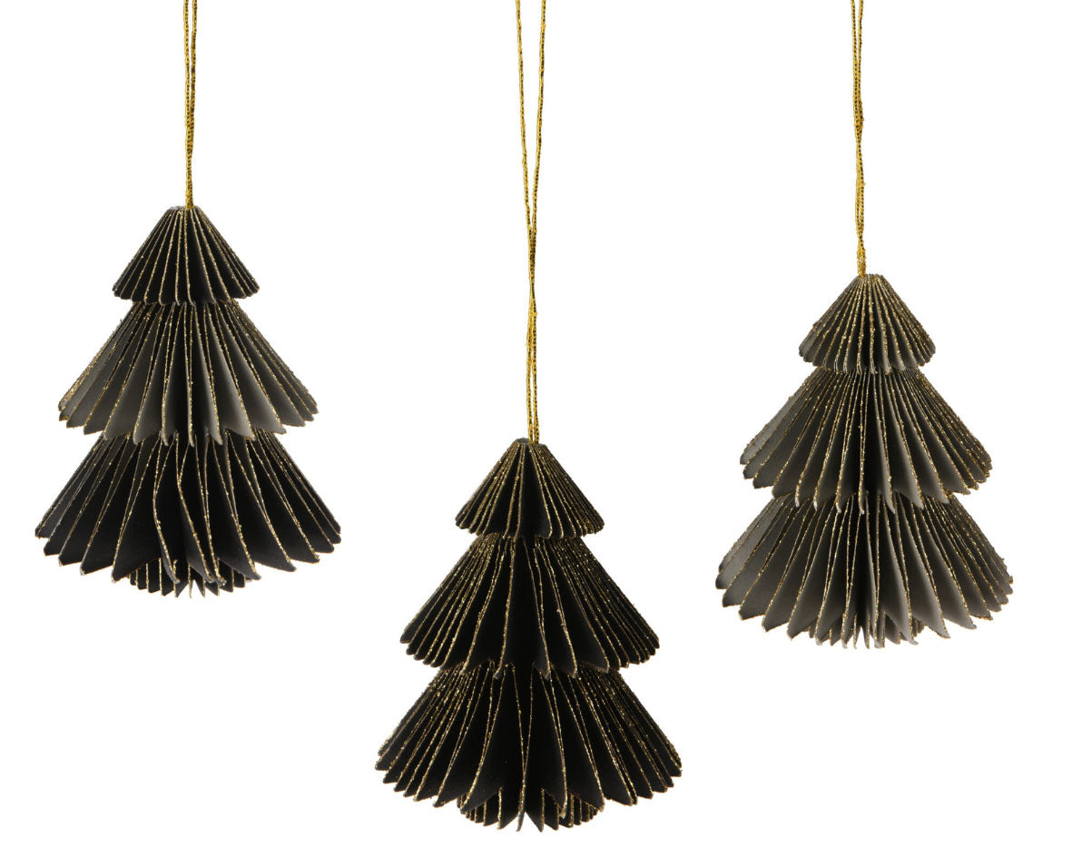 LS-LebenStil Möbel & Wohnen Papier Tannenbaum Hänger grau 3er 8cm