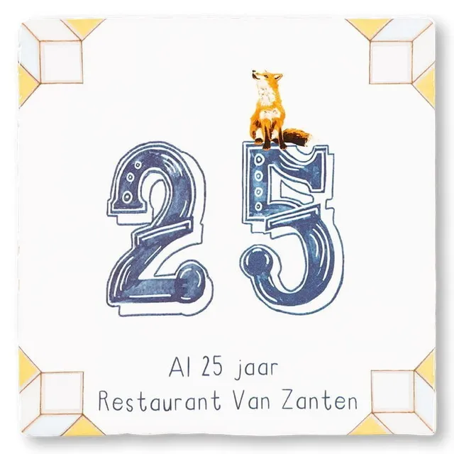 Storytiles Delft Blue 't Vosje telt Jubiläum Fliese 10x10 cm