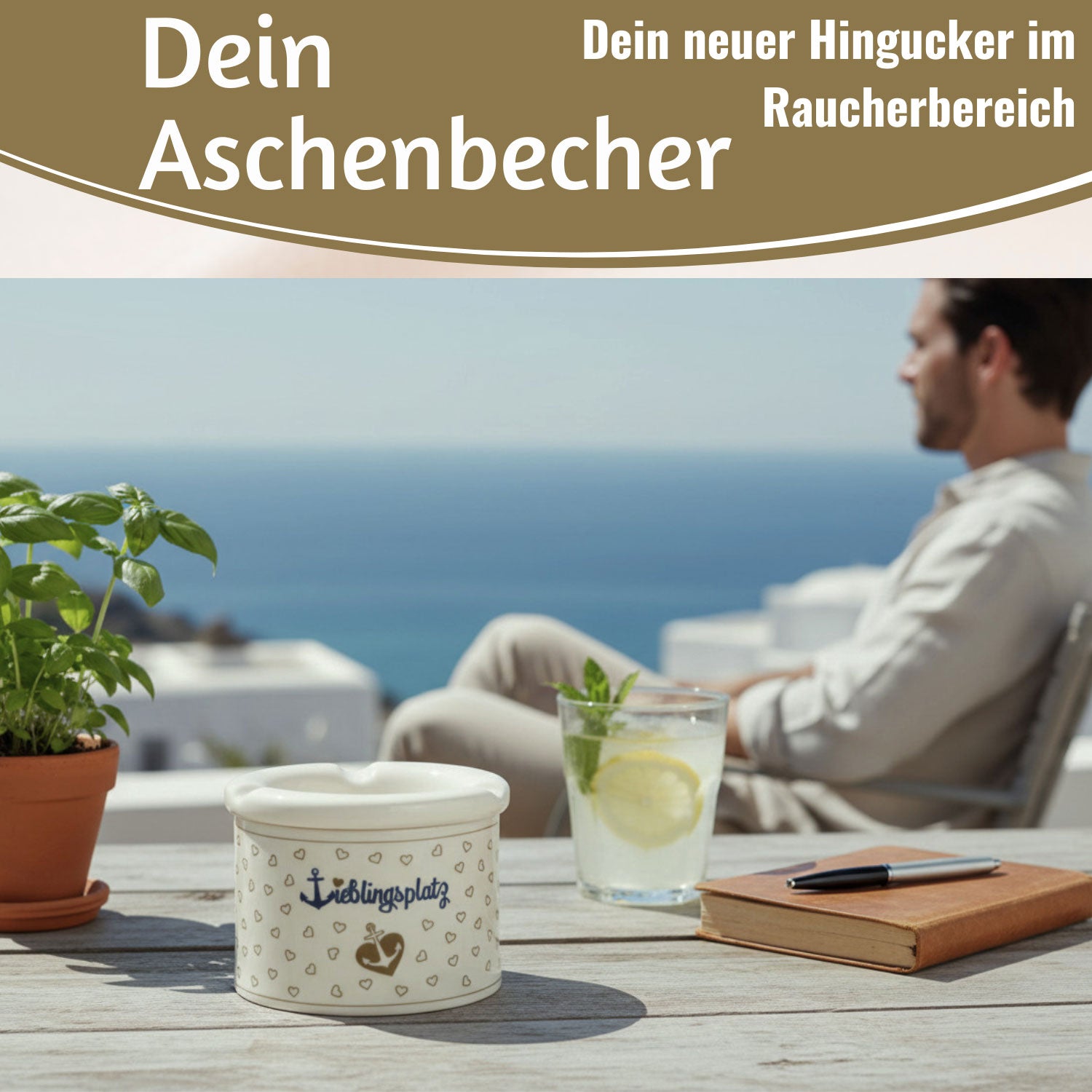 LS-LebenStil Lieblingsplatz Sturmaschenbecher Weiß Braun 10cm