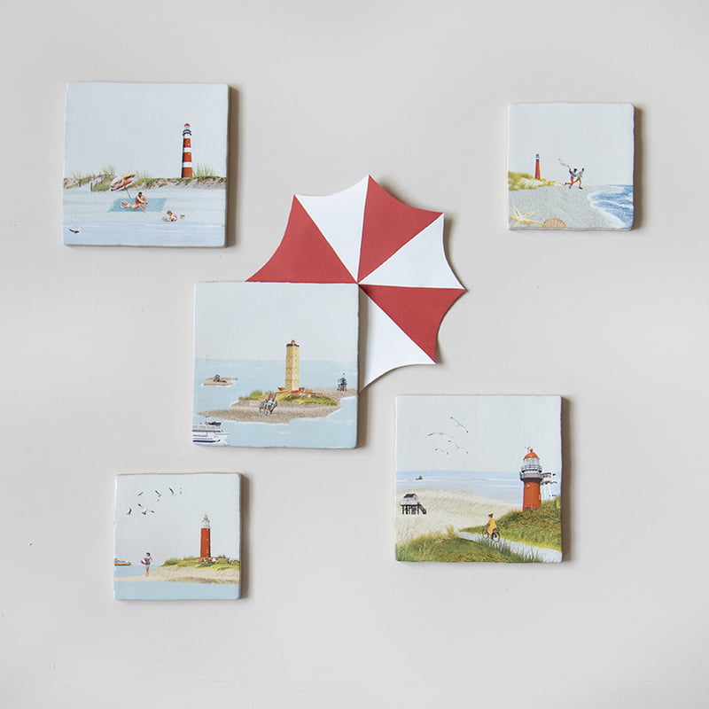 Storytiles Delft Blue Fietsend op Vlieland Fliese 20x20 cm