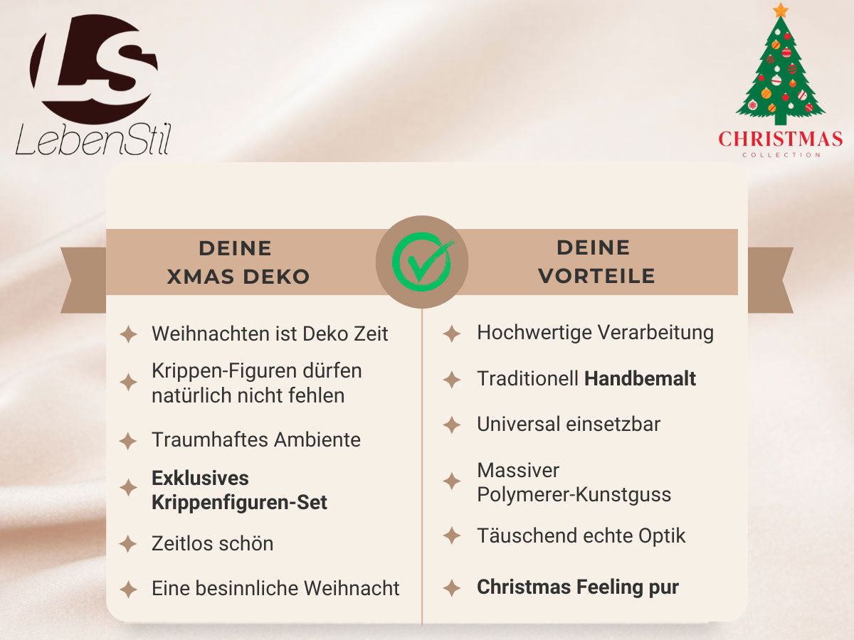 LS-LebenStil Krippenfiguren Set 10tlg 13cm Handbemalt