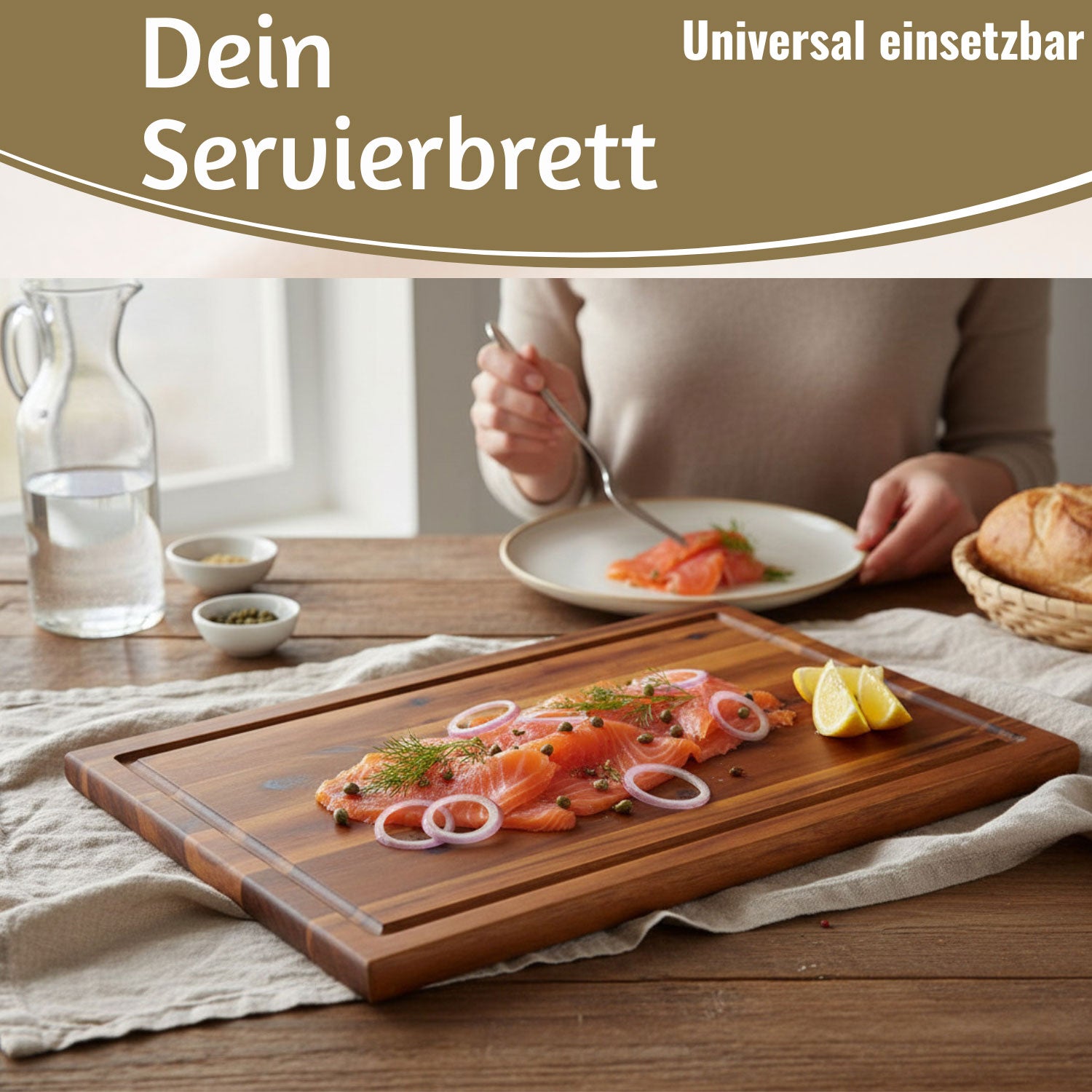 LS-LebenStil XL Schneidebrett Akazie 40x26cm mit Saftrille