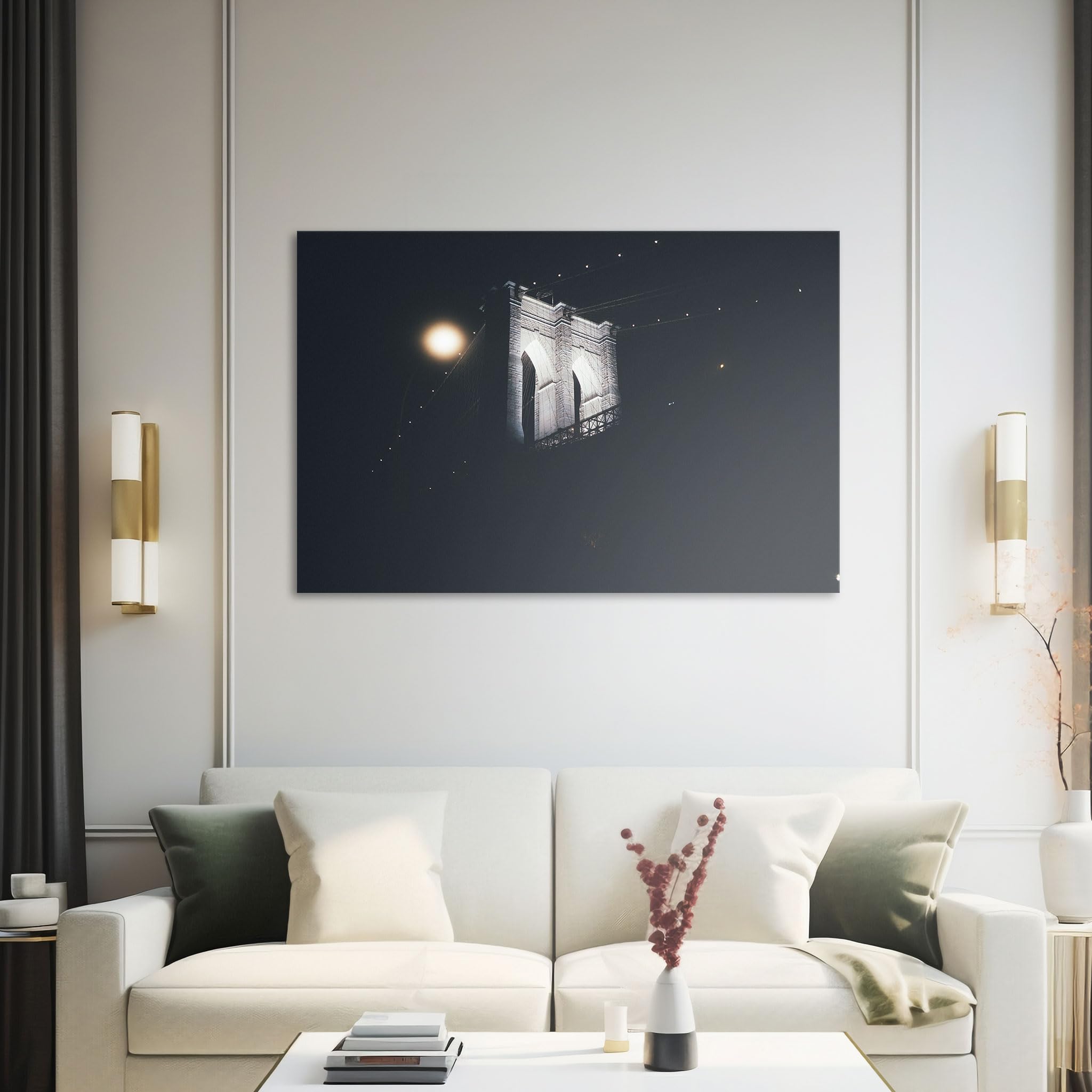 Hustling Sharks Wandbilder Brücke im nächtlichen Nebel Leinwand 30x40