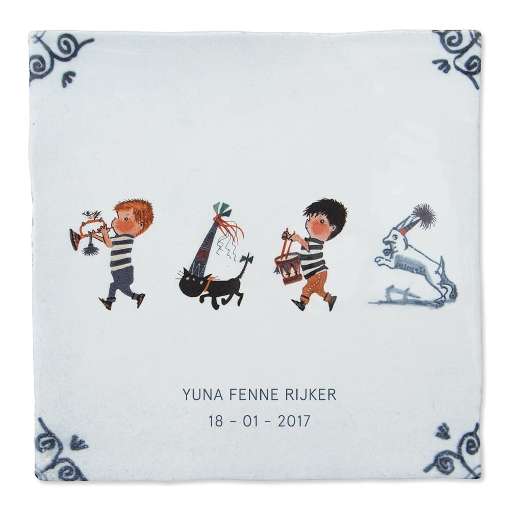 StoryTiles Delft Blue Hieperdepiep Hoera Fliese 10x10 cm Geburtstag