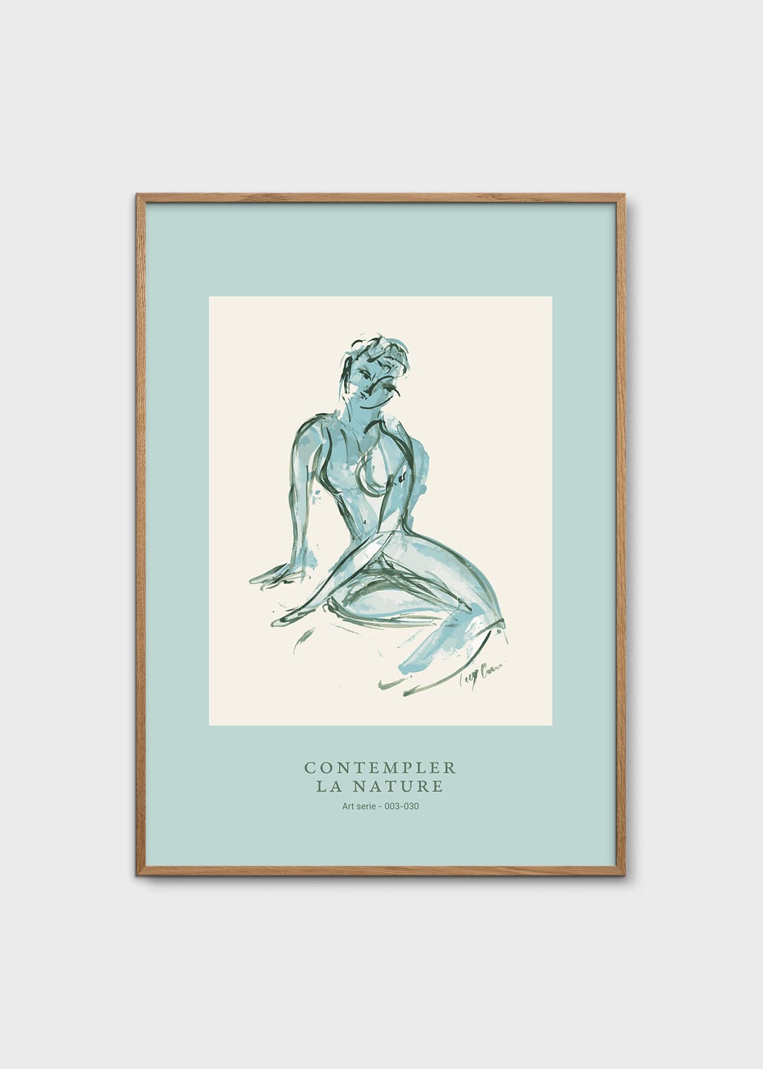 The Poster Club Art Prints Contempler la Nature Poster 30x40 blau