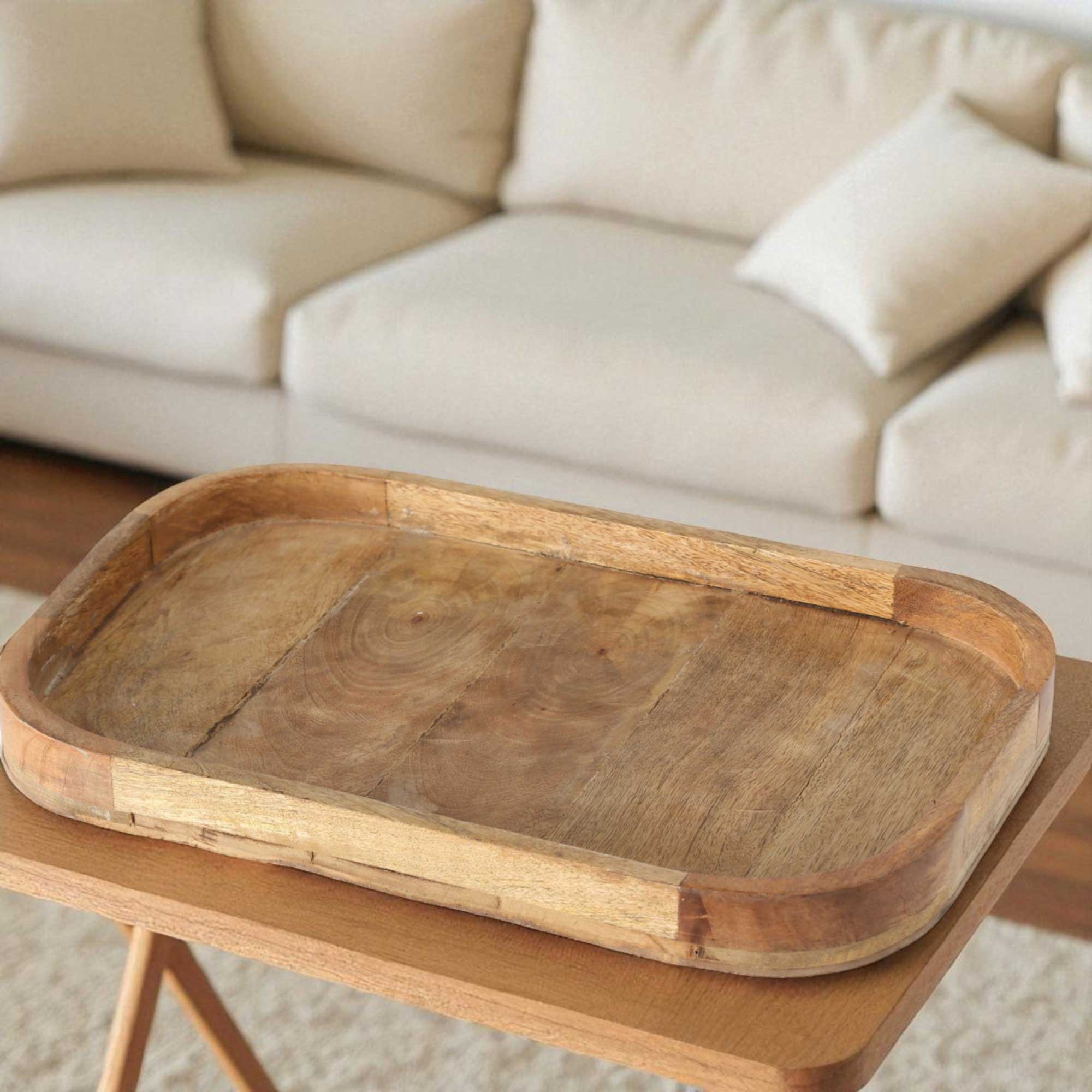 LS-LebenStil Küche & Haushalt XL Holztablett Mango Braun 46x30cm