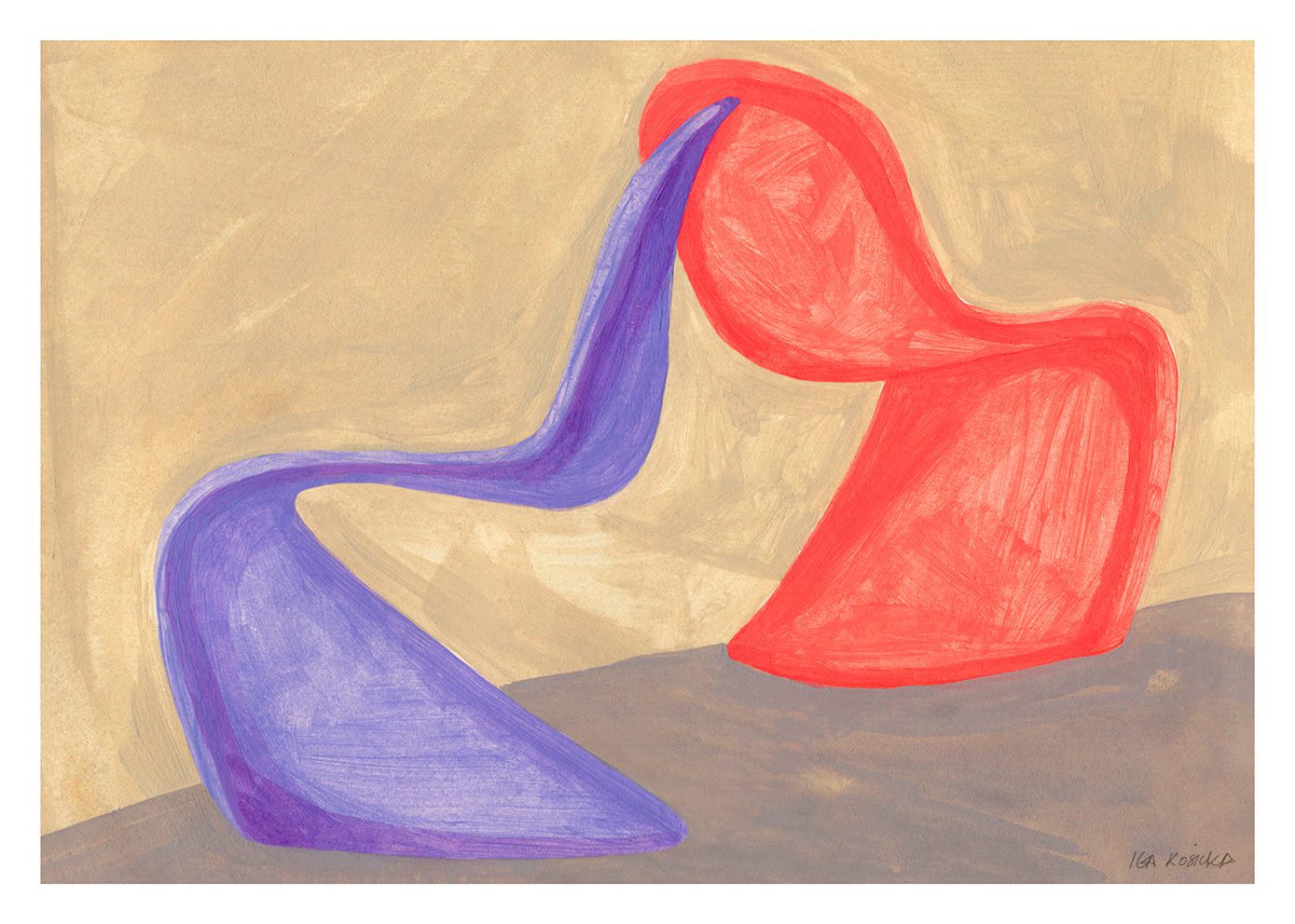 The Poster Club Art Prints Panton Poster A4 Lila Rot
