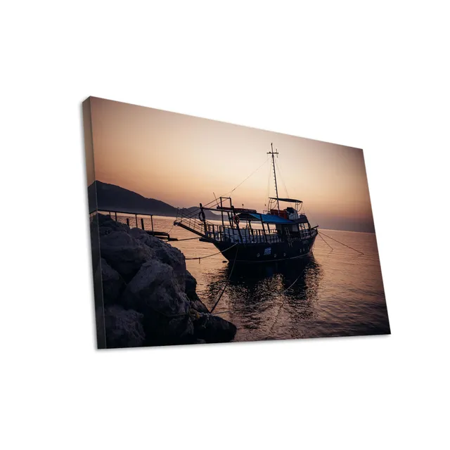Hustling Sharks Wandbilder Boot bei Sonnenuntergang Wandbild 40x30 cm