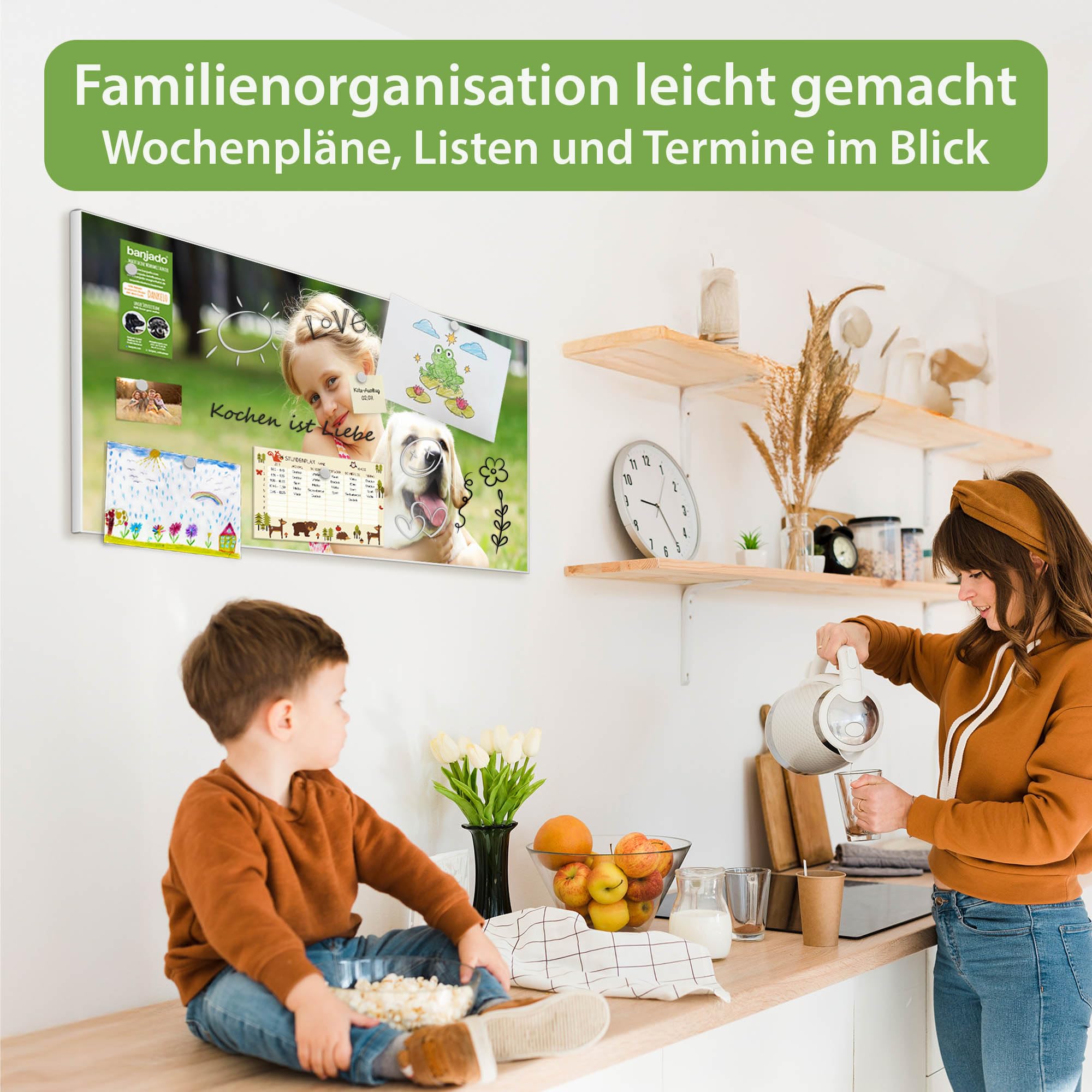 Banjado Magnettafel Wunschmotiv Magnetboard Weiß 78x37 cm