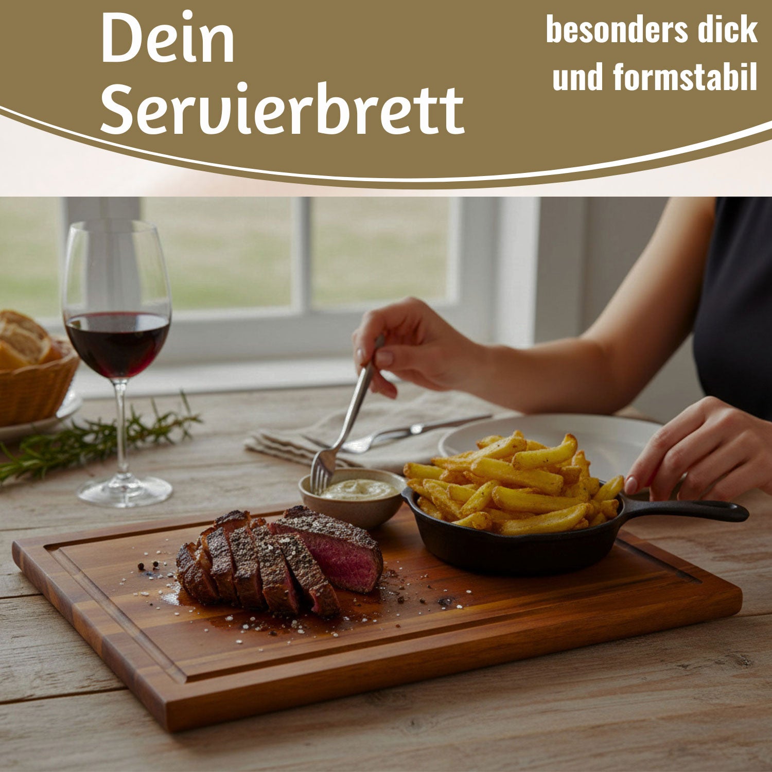 LS-LebenStil XL Schneidebrett Akazie 40x26cm mit Saftrille