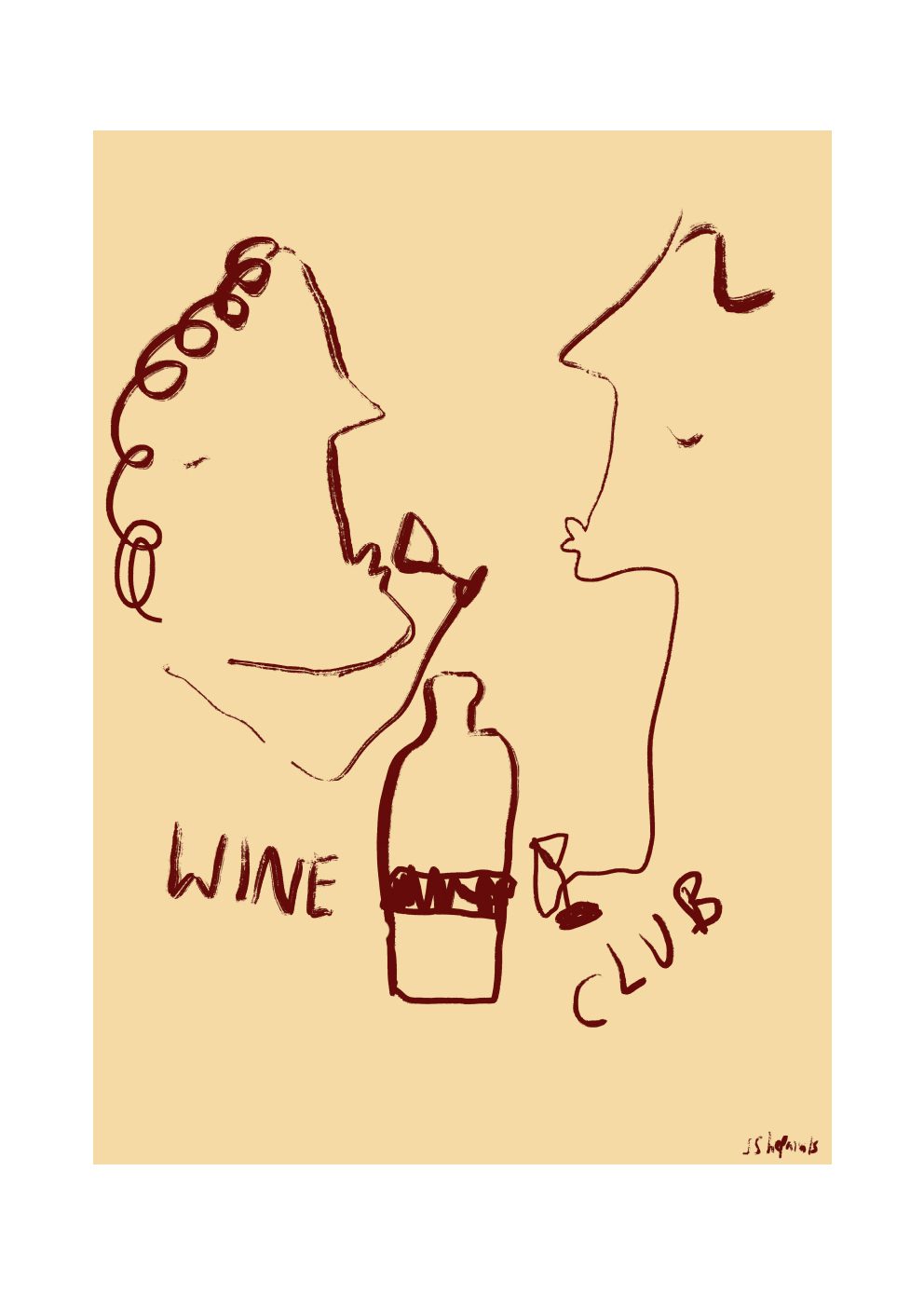 The Poster Club Wine Club Poster 30x40 cm beige