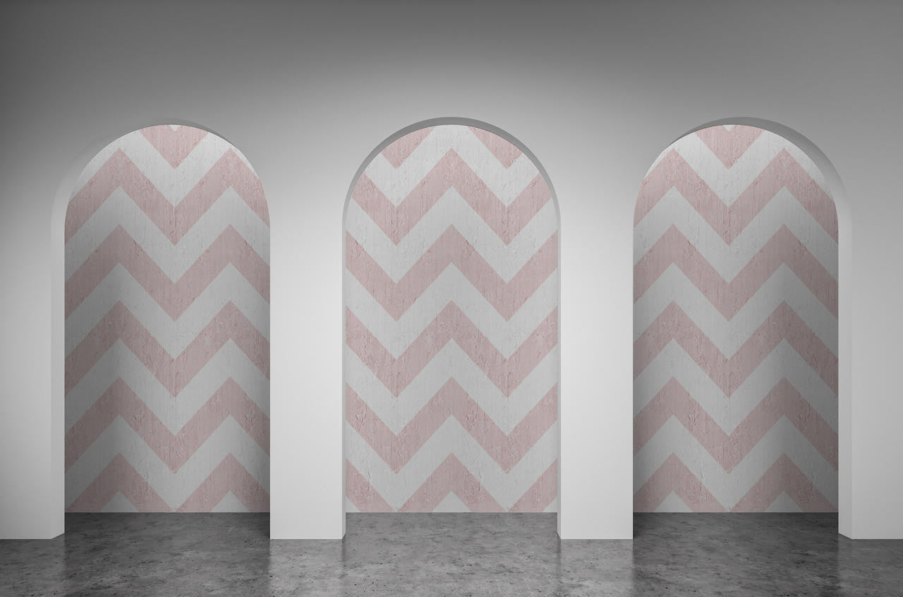 Mineheart Pink Geometric Stripes Tapete Rosa Vlies