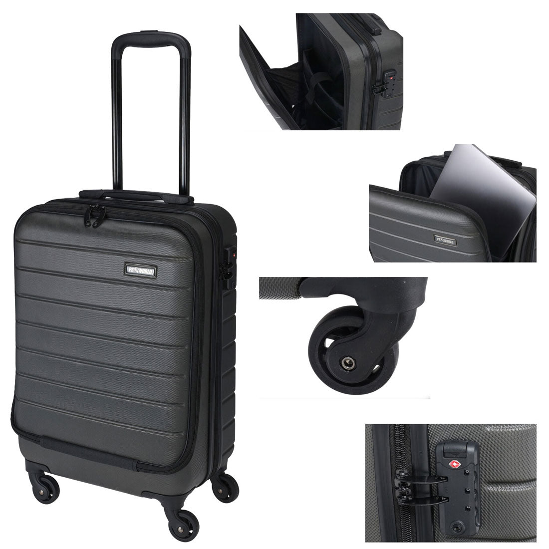 Hartschalenkoffer 37L Trolley Laptopfach Handgepäck anthrazit