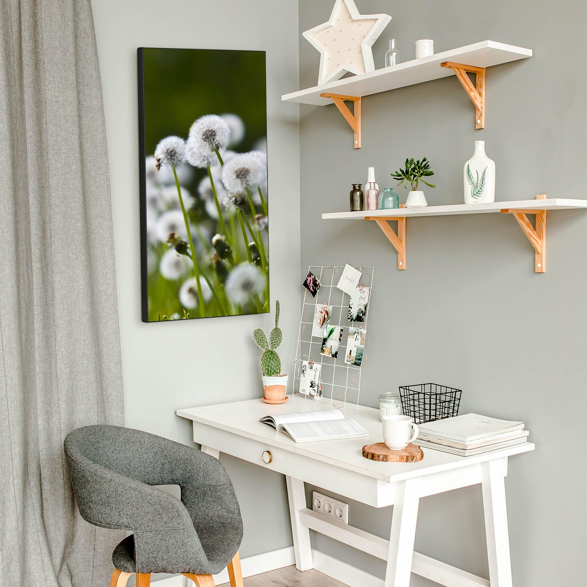 Banjado Magnettafel 37x78 Magnetwand Pusteblumenwiese Metall