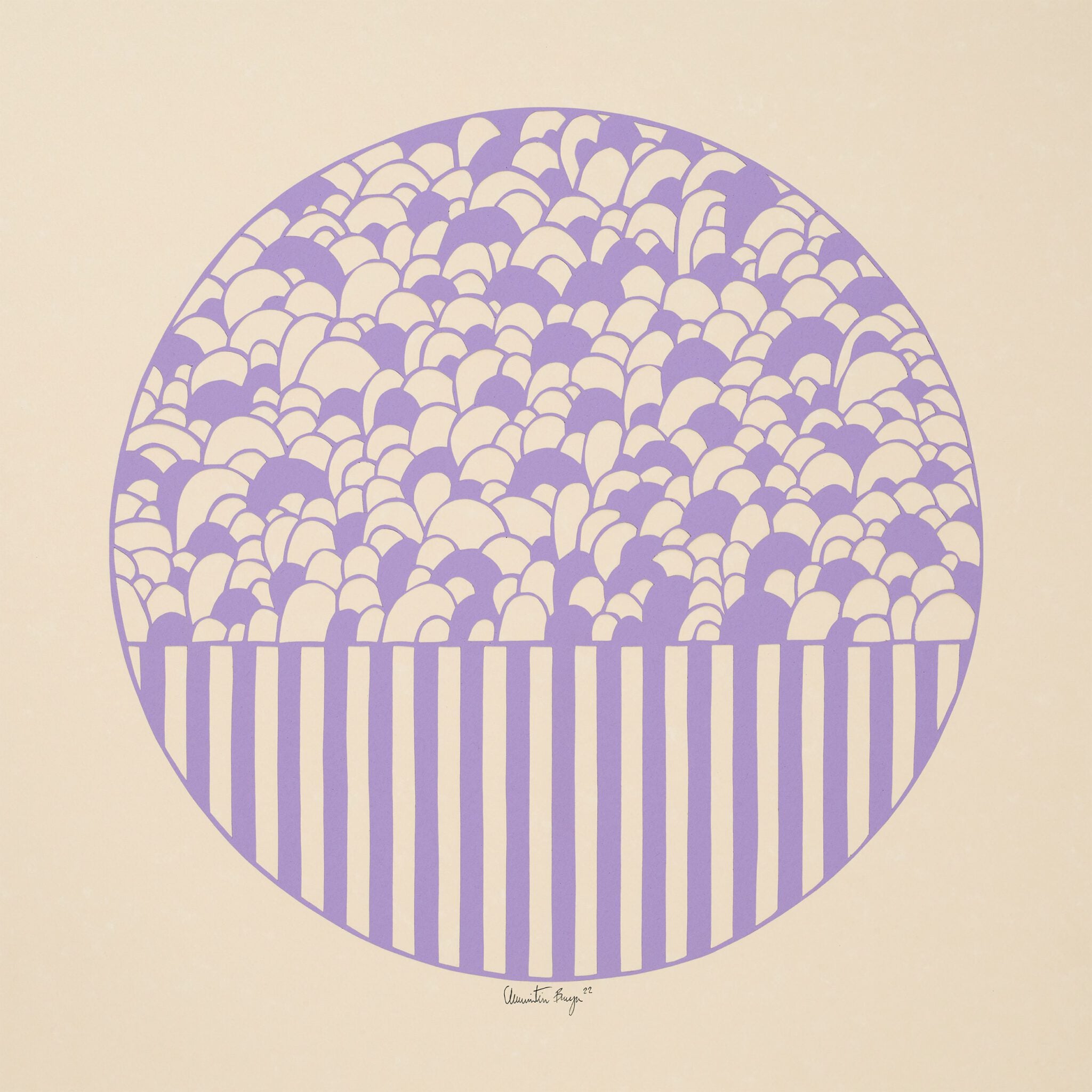 The Poster Club Bows and Stripes Poster 50x50 cm beige-lila