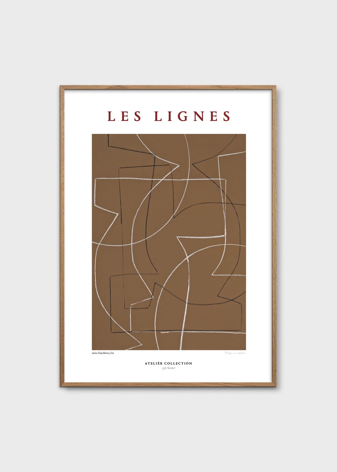 The Poster Club Les Lignes Poster 30x40 cm Braun Linien
