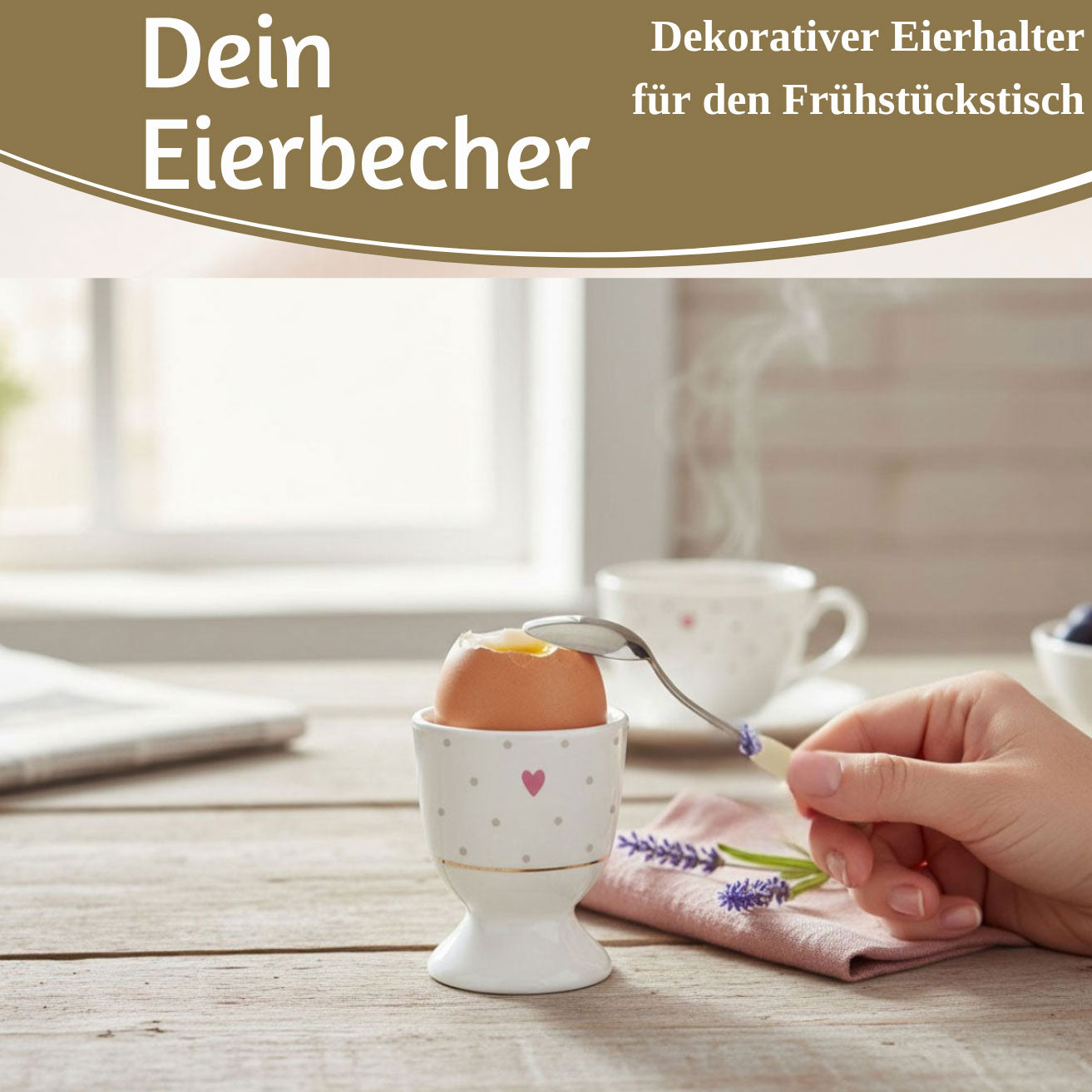 LS-LebenStil Gute Laune Eierbecher Herz Porzellan Echt-Gold 6x5cm
