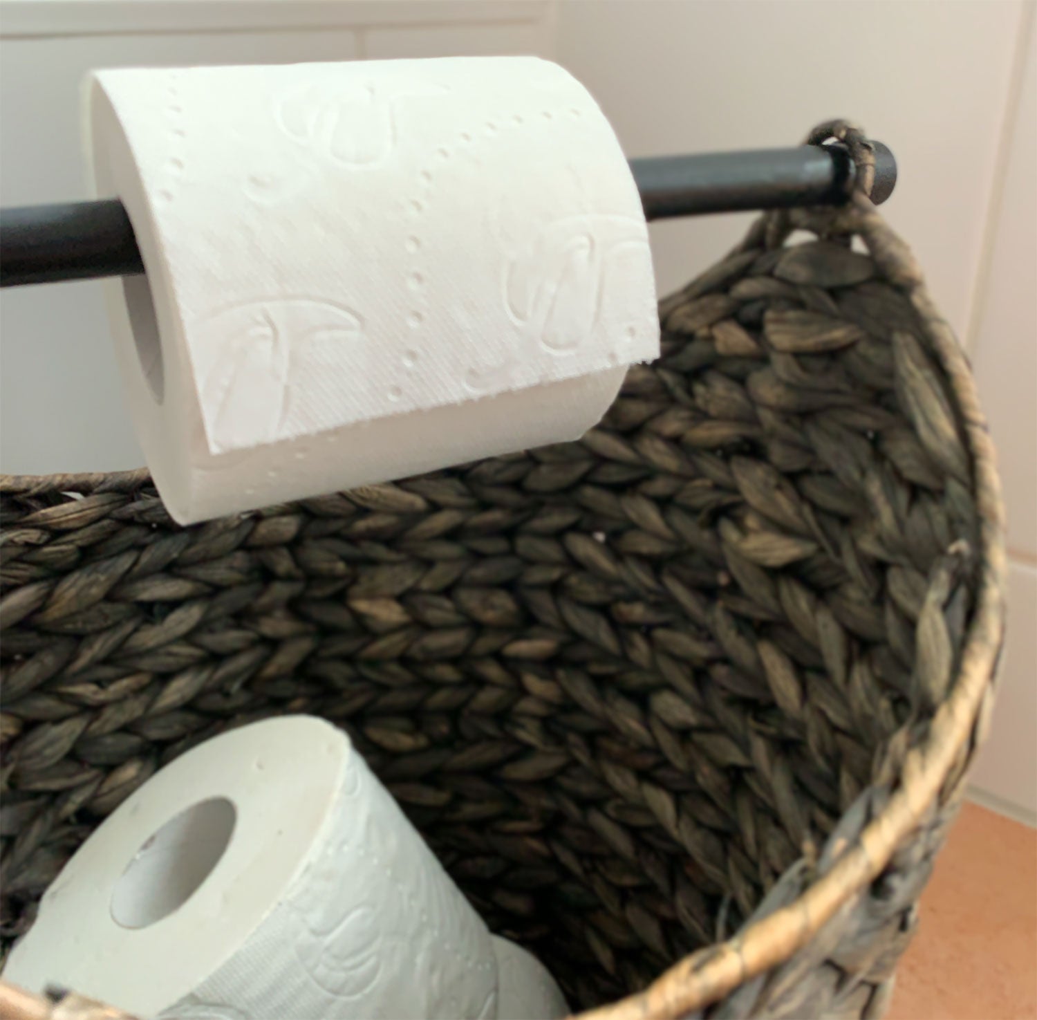 LS-LebenStil Toilettenpapier-Ständer 40cm Rattan Grau Korb