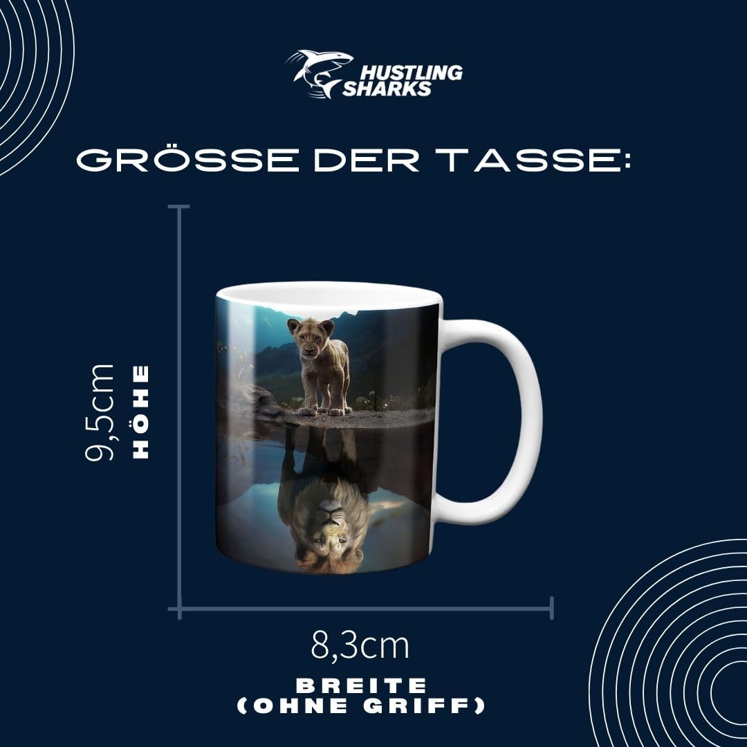 Hustling Sharks Tasse Löwe Kaffeetasse 330ml weiß Keramik