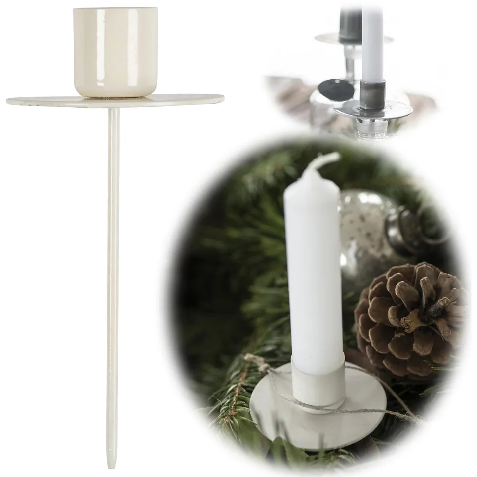 IB Laursen Stabkerzenhalter Metall Pastell Creme 12cm