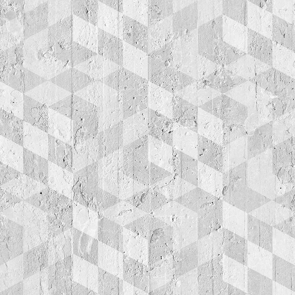 Mineheart Wallpaper Geometric Cubes Tapete A3 Muster grau
