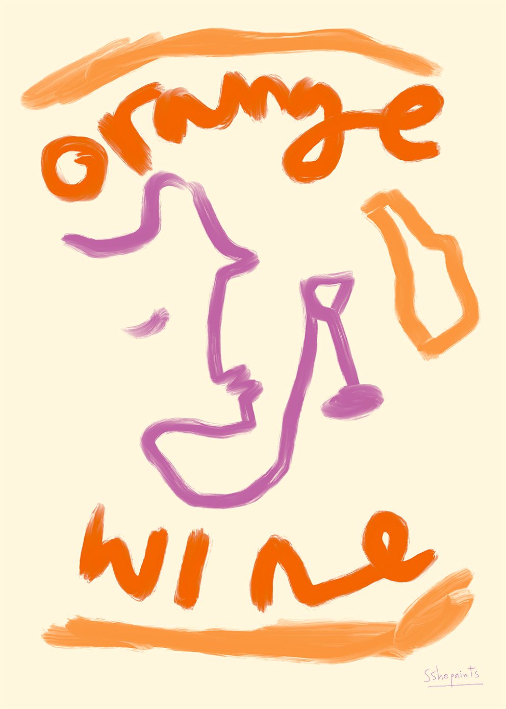 The Poster Club Art Prints Orange Wine Kunstdruck 30x40 Küche