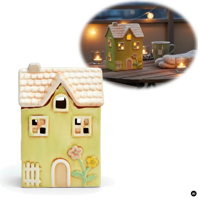 LS-LebenStil Nyhavn Lichthaus Keramik grün 19 cm