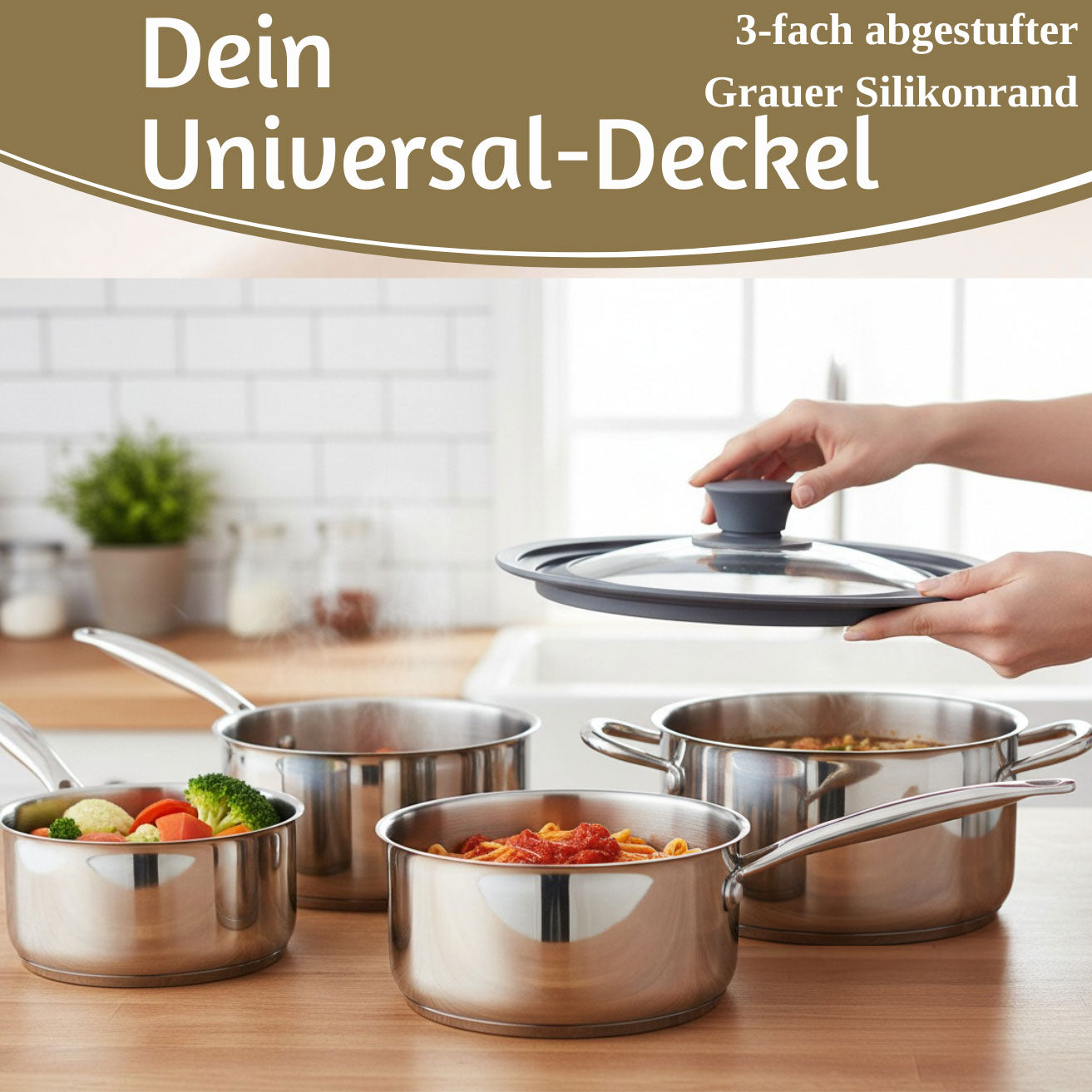 LS-LebenStil Küche & Haushalt Universal Glasdeckel 18 20 22cm