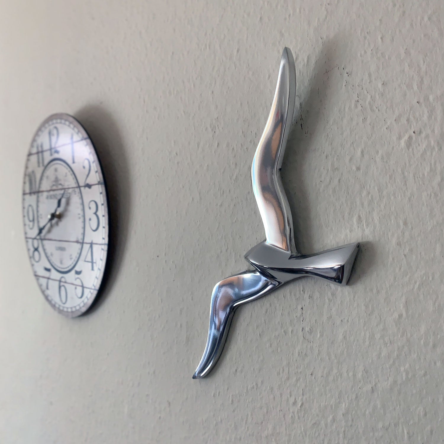 LS-LebenStil Möwe Wanddeko Aluminium Silber 34cm