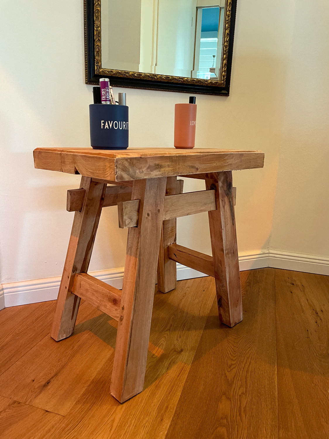 LS-LebenStil Möbel & Wohnen XL Holzhocker Teak 50cm Sitzhocker