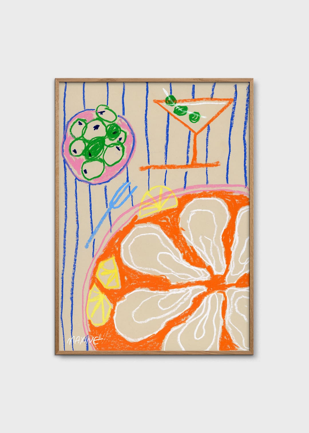 The Poster Club Martini and Oysters Kunstdruck 30x40 cm Beige