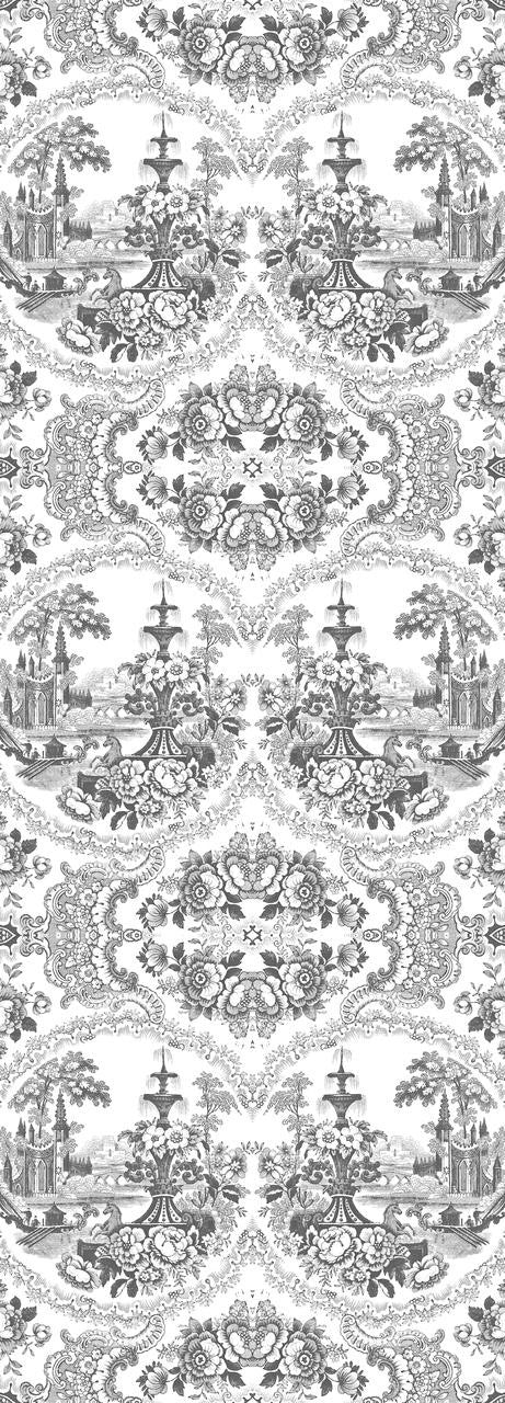 Mineheart Delft Baroque Tapete Schwarz 70cm x 10m Damast