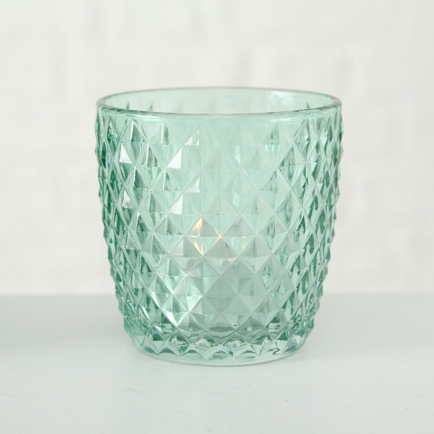 LS-LebenStil Teelichthalter Glas Retro Petrol 7cm 4er Set