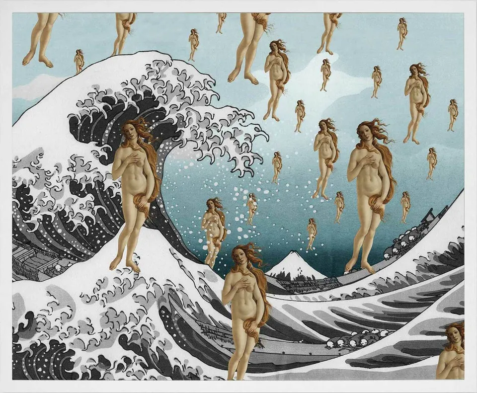 Mineheart Wall Art Birth of Venus Golconde Leinwandbild weiß 21x30cm