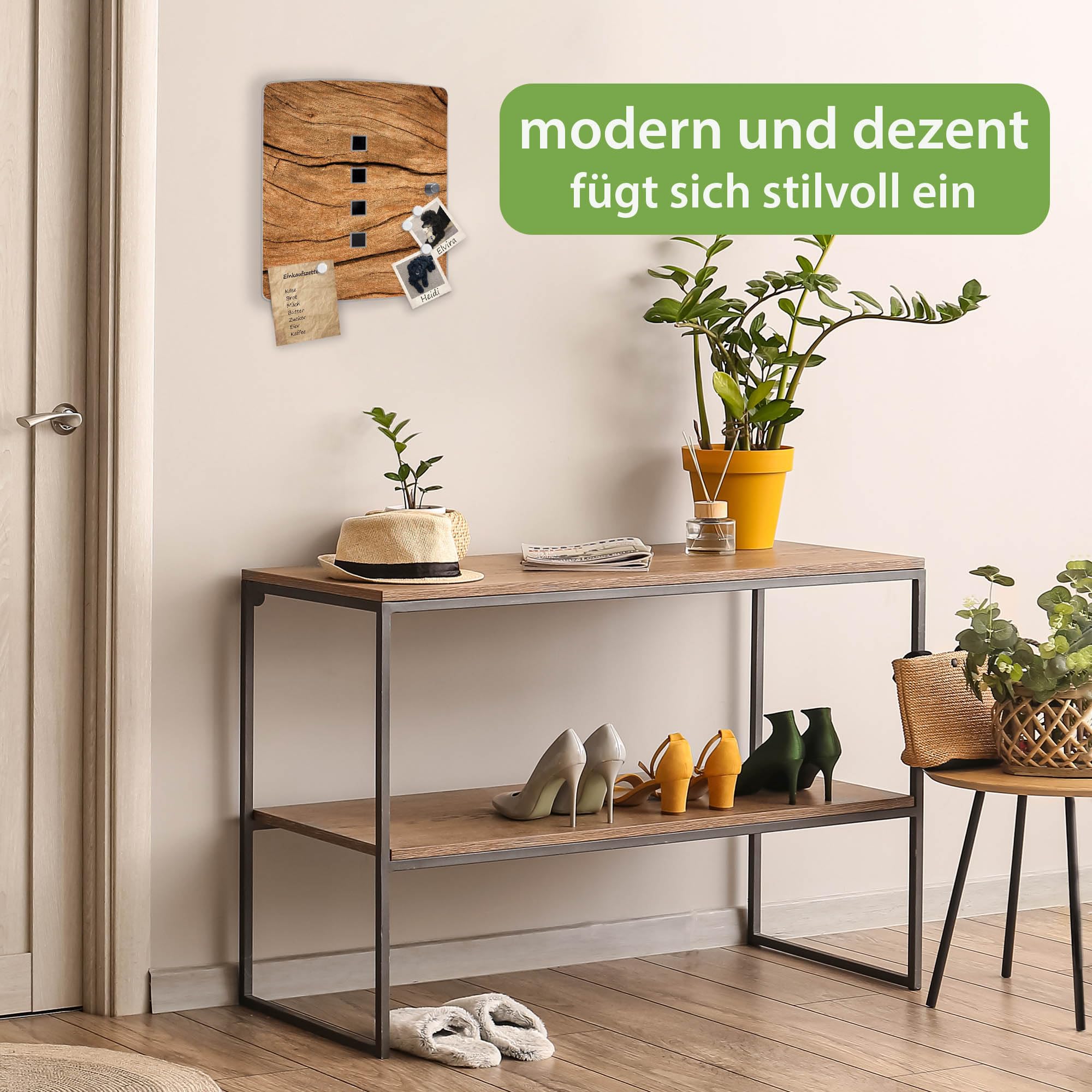 Banjado Schlüsselkasten Trockenes Holz Edelstahl 10 Haken