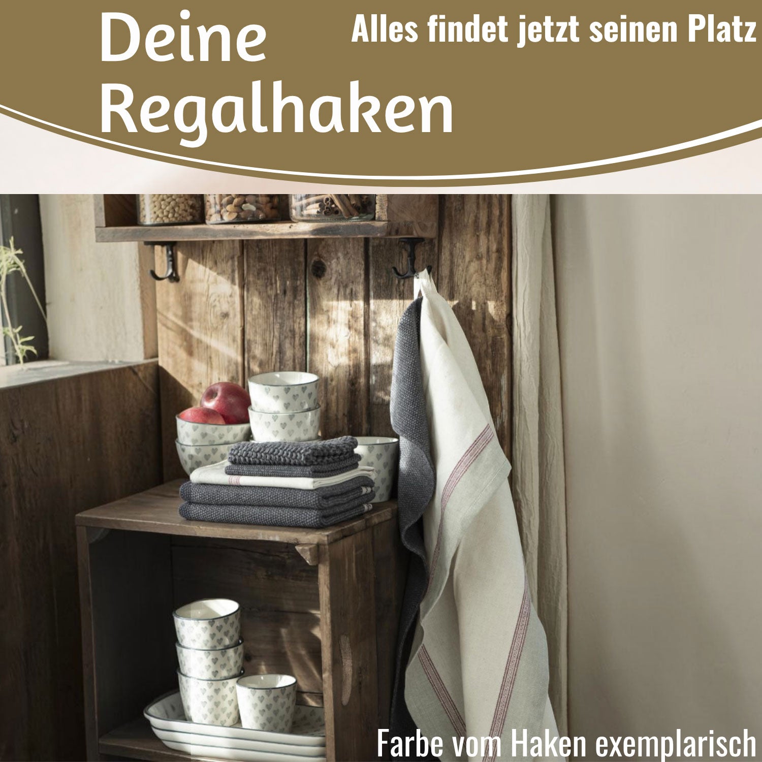 IB Laursen Doppel-Regalhaken Gusseisen Schwarz Vintage 5,5cm