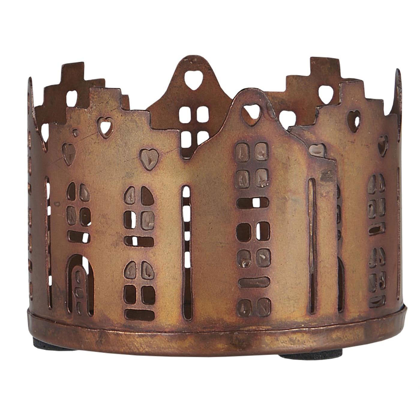 LS-LebenStil Ribe Teelichthaus braun 2er-Set 4x6cm Metall