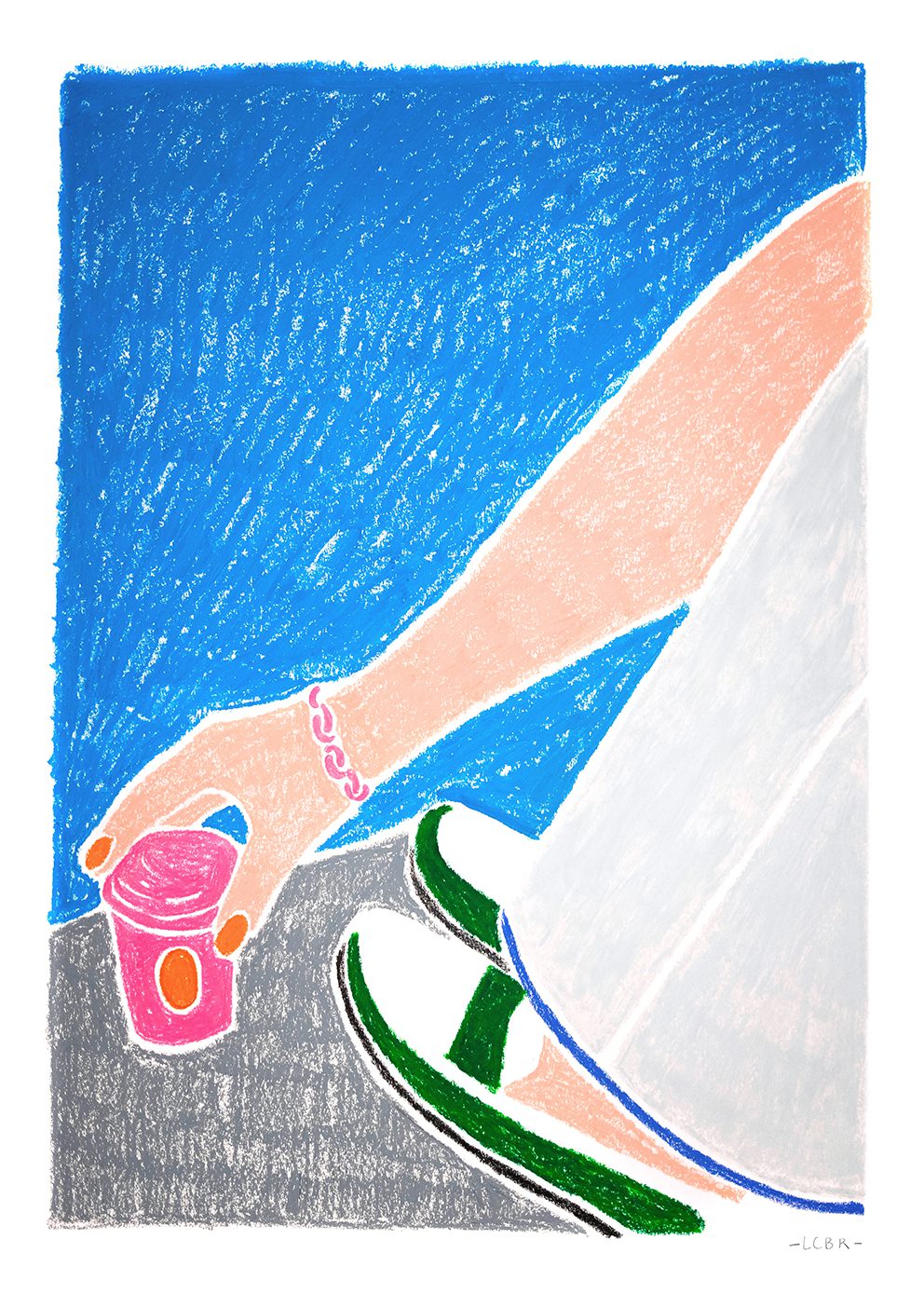 The Poster Club Art Prints Café au Parc Poster 50x70 cm blau