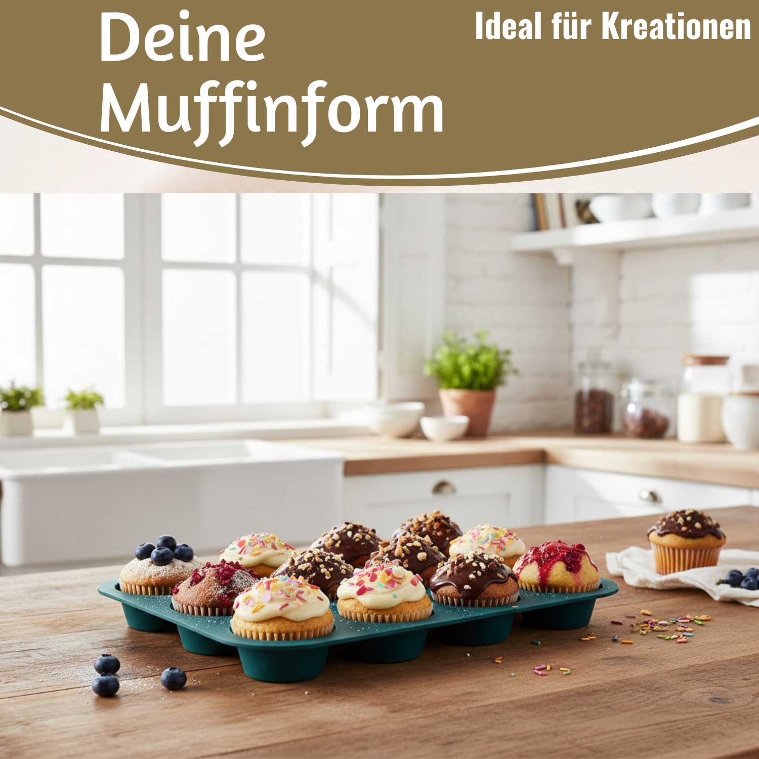 LS-LebenStil Muffinform Silikon 2er Set 12 Muffins 33x25cm