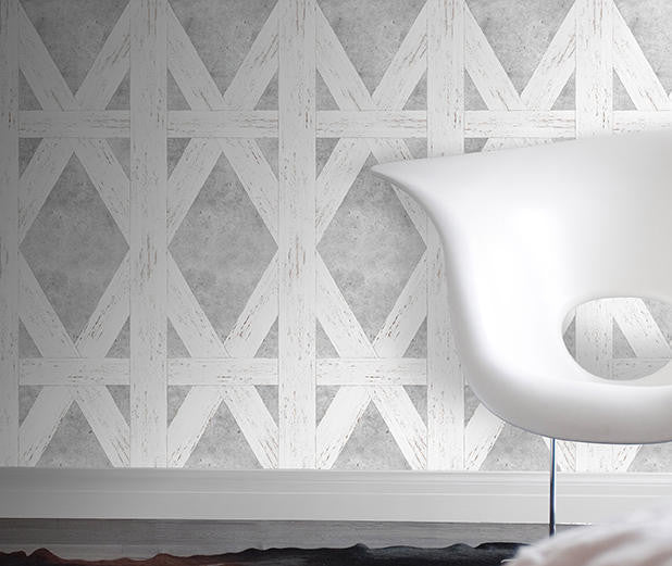 Mineheart Wallpaper White Tudor Tapete A3 Muster weiss