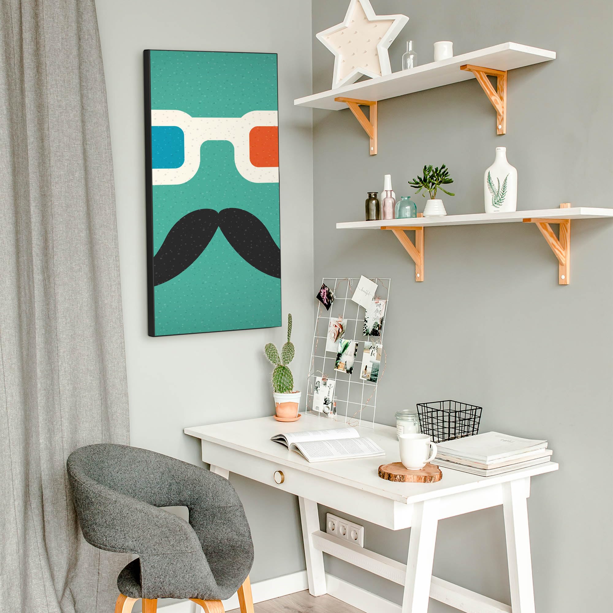 Banjado Magnettafel Kinobrille Metall 78x37 cm weiß