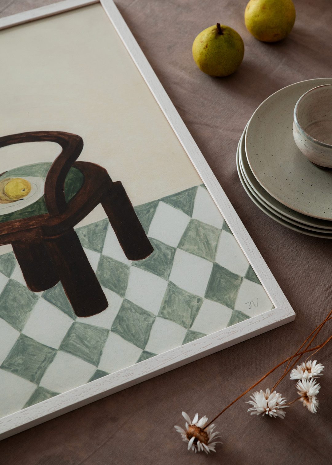 The Poster Club Art Prints Chair with Fruit Poster A4 beige