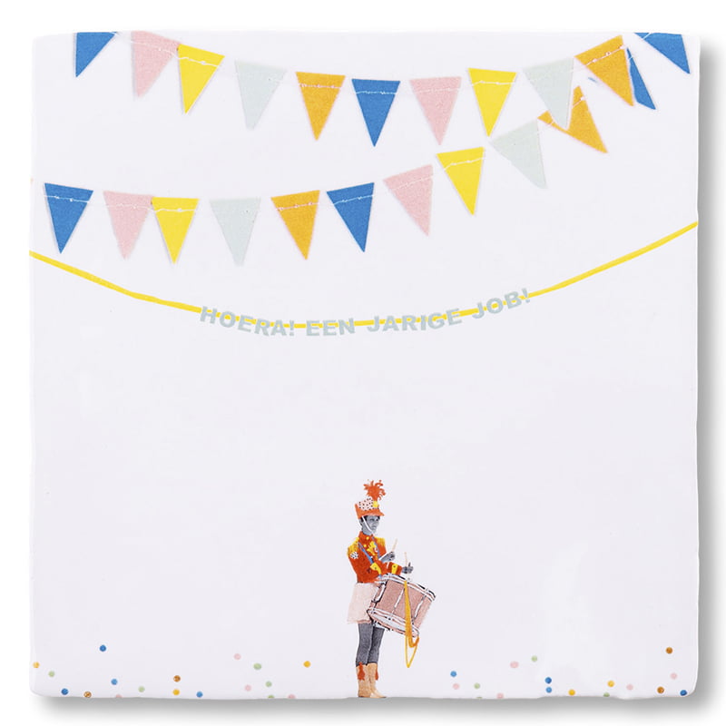 Storytiles Delft blue Hier is t feestje Fliese S 10x10 cm Spruch