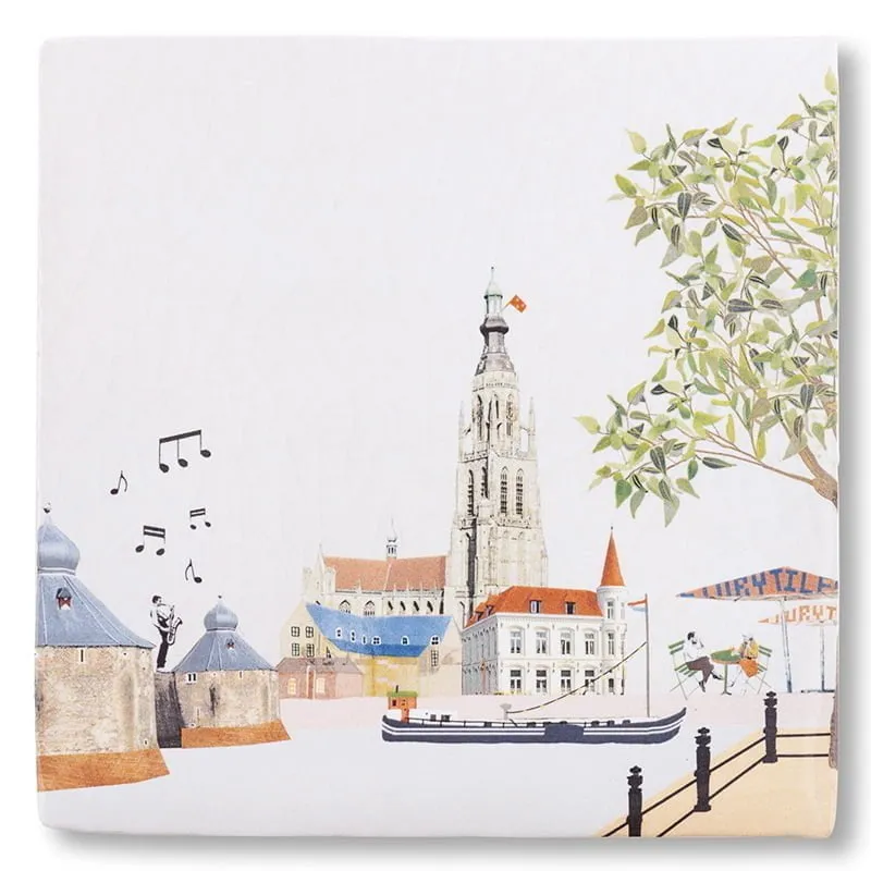 Storytiles Delft Blue Dan denk ik aan Breda Fliese S 10x10 cm Stadt